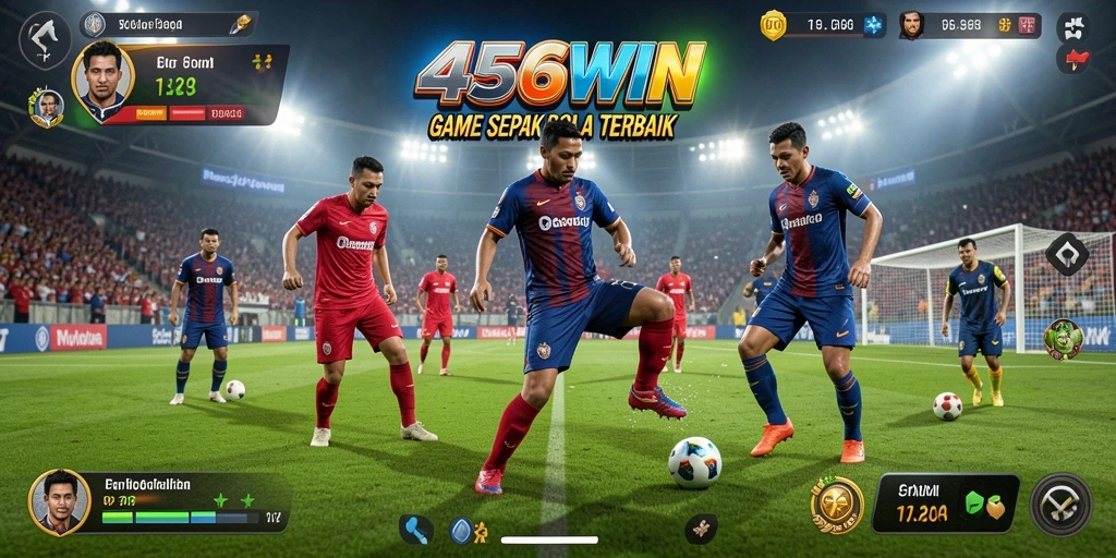 Screenshot gameplay 456WIN menunjukkan aksi seru di lapangan sepak bola.