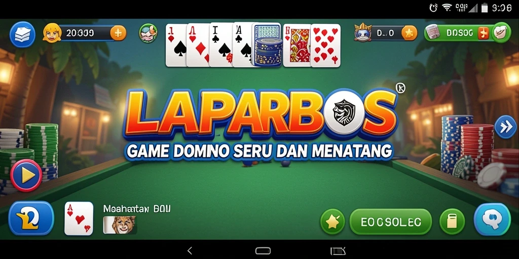Screenshot utama LAPARBOS menampilkan gameplay Domino yang seru dan interaktif.